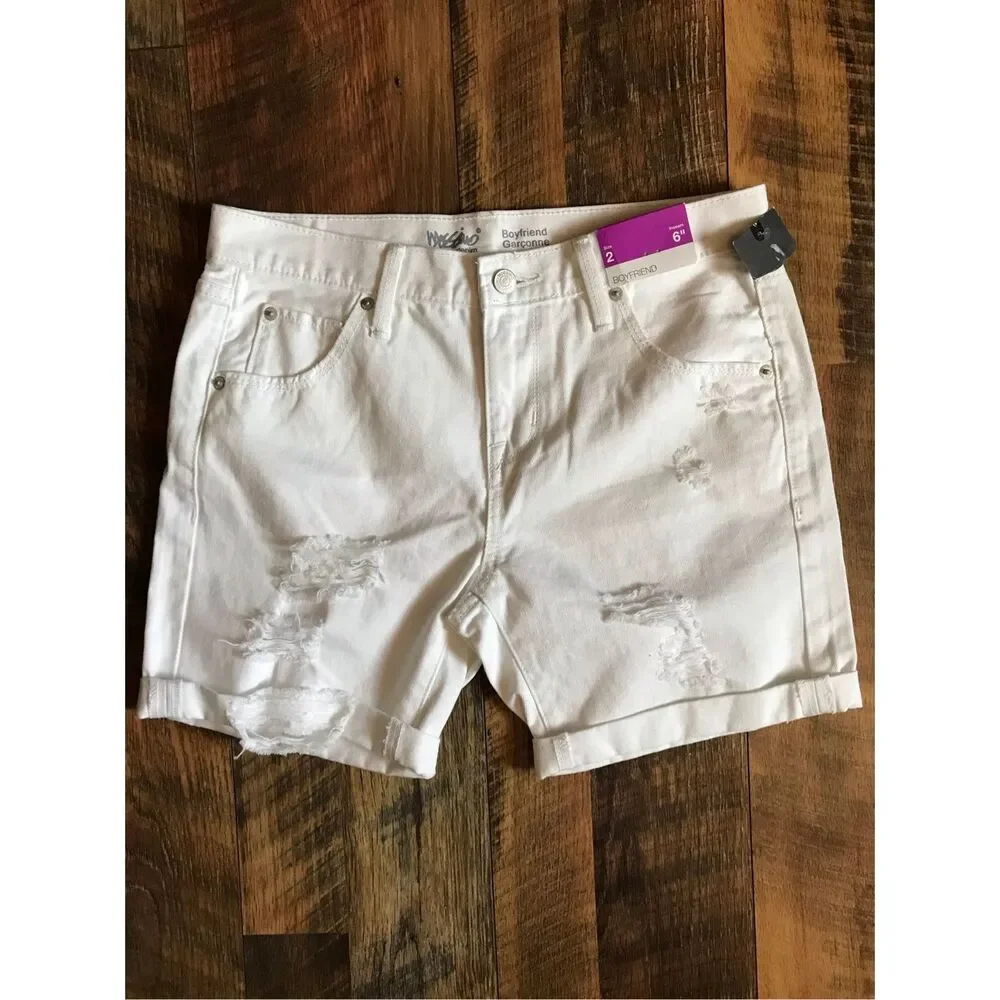Mossimo Boyfriend Shorts SZ 2 walking shorts White cuffed hem New with tags
